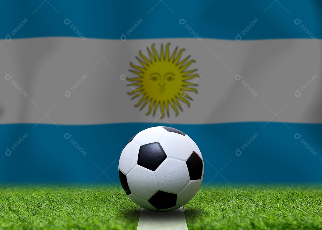 Bandeira da Argentina Bola sobre gramado verde futebol copa do mundo