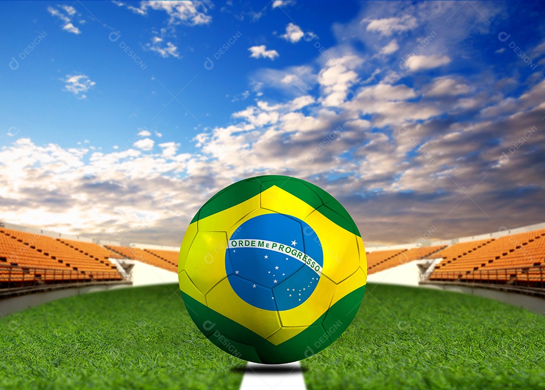 Bandeira brasileira e bola de futebol. Esporte de conceito.