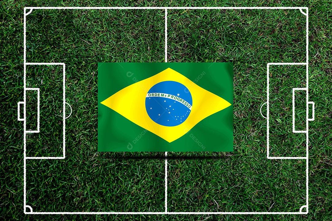 Bandeira brasileira e bola de futebol. Esporte de conceito.