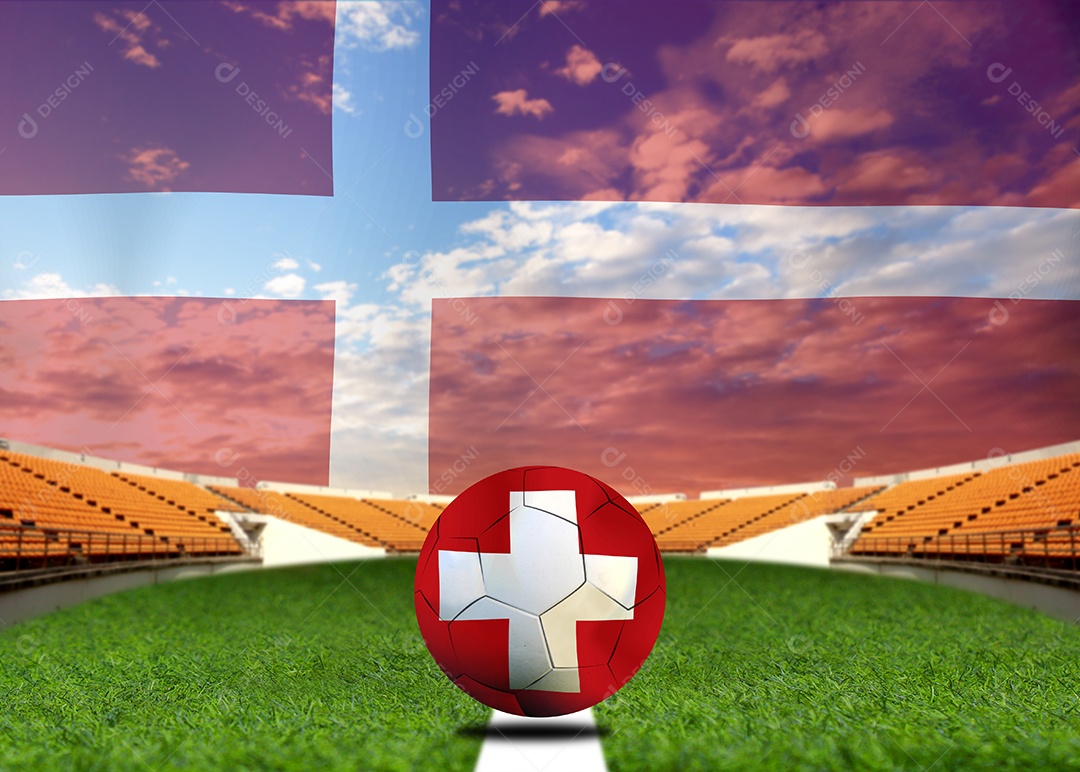 Competição da Taça de Futebol entre a nacional Dinamarca e Suíça