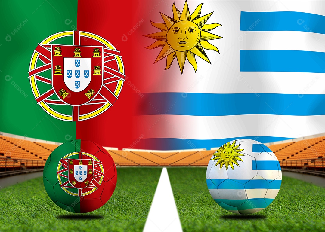 Competição da Taça de Futebol entre a nacional Portugal e a nacional Uruguai.
