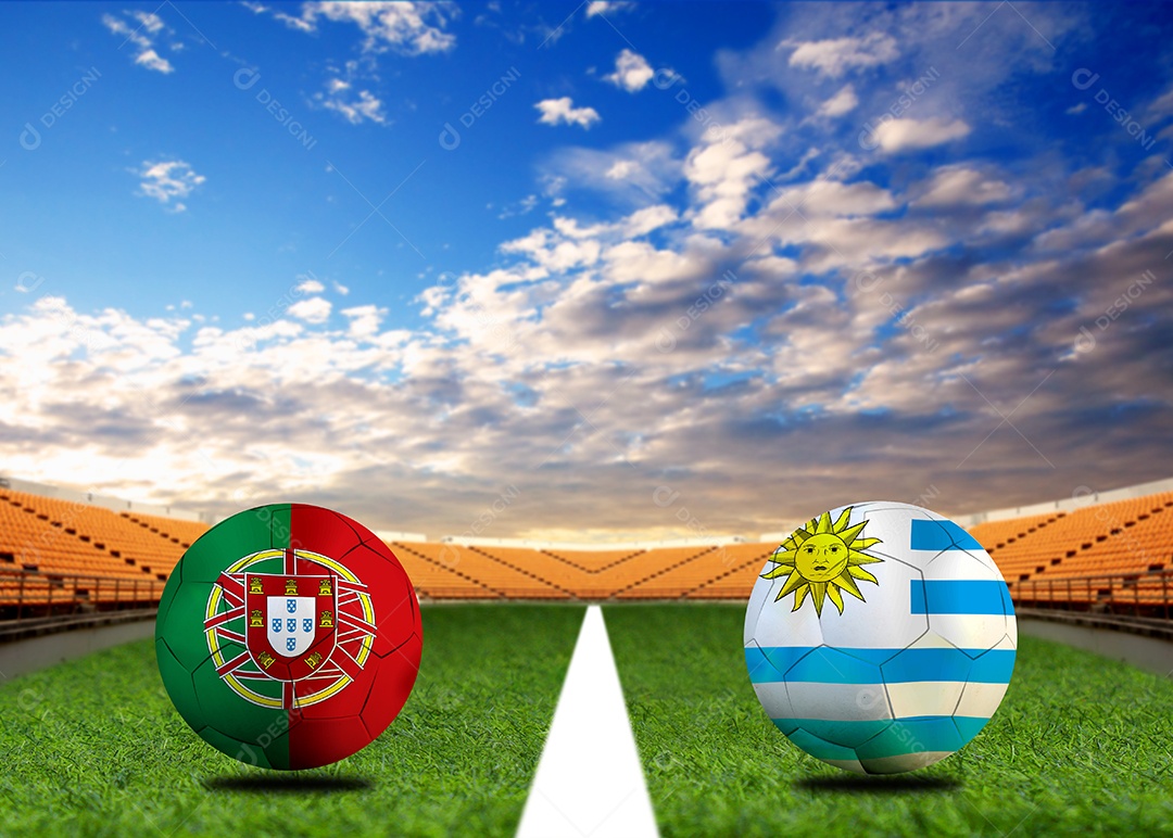 Competição da Taça de Futebol entre a nacional Portugal e a nacional Uruguai.