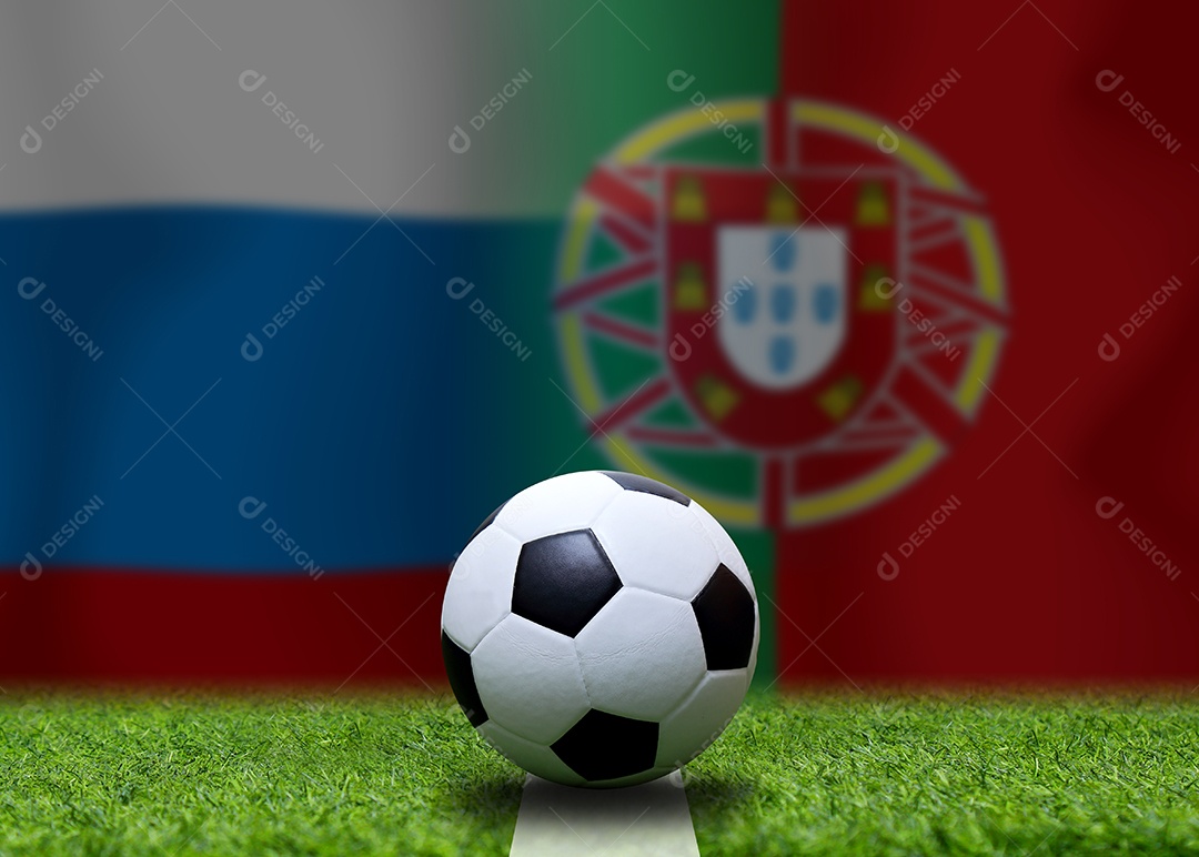 Competição da Taça de Futebol entre o nacional russo e o nacional Portugal