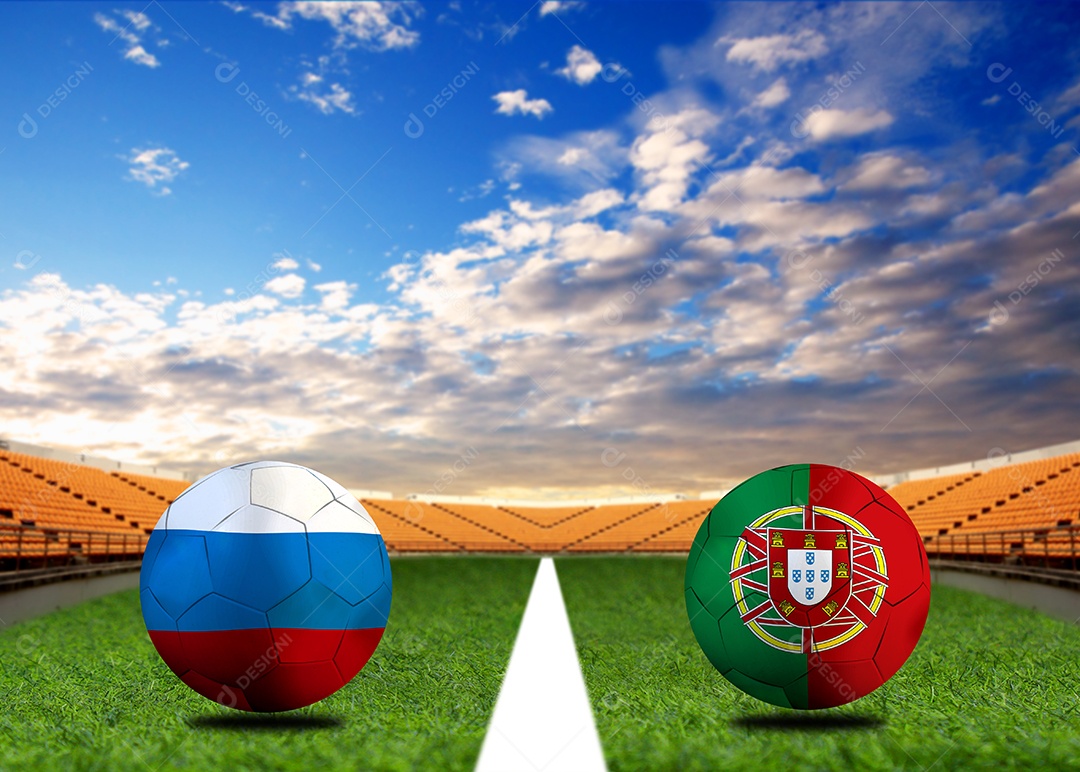 Competição da Taça de Futebol entre o nacional russo e o nacional Portugal