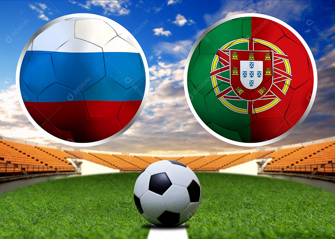 Competição da Taça de Futebol entre o nacional russo e o nacional Portugal