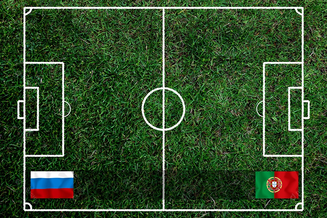 Competição da Taça de Futebol entre o nacional russo e o nacional Portugal