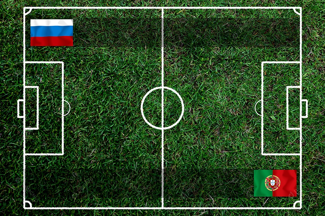 Competição da Taça de Futebol entre o nacional russo e o nacional Portugal
