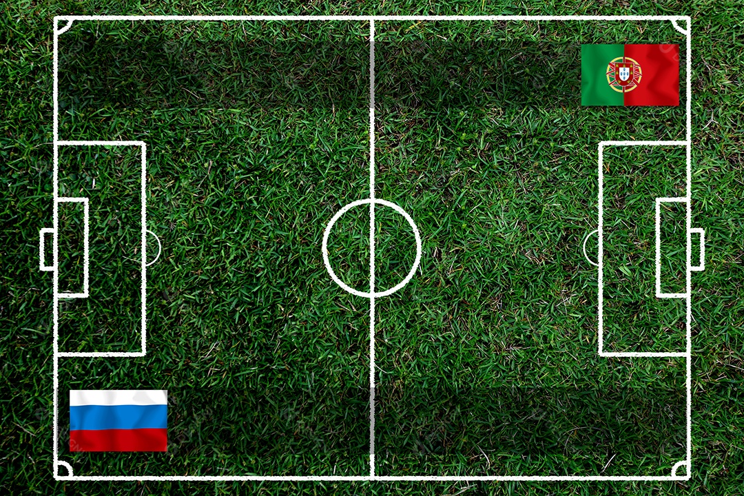 Competição da Taça de Futebol entre o nacional russo e o nacional Portugal