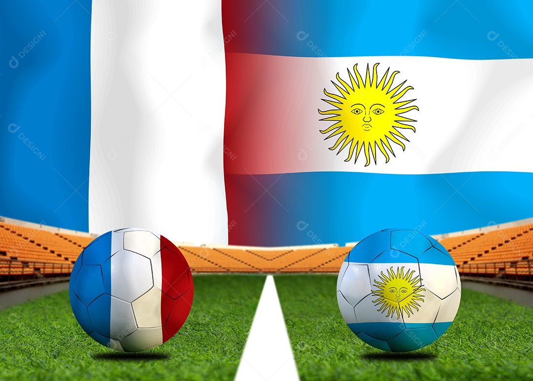 Competição da Copa de Futebol entre o nacional França e Argentina