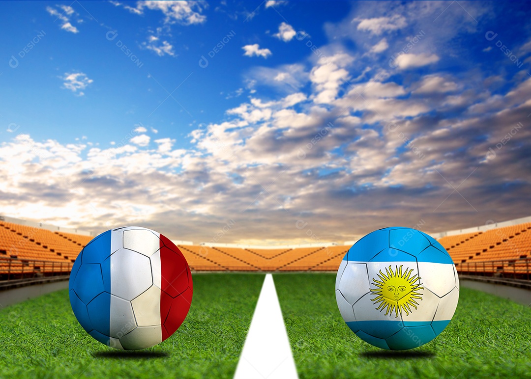 Competição da Copa de Futebol entre o nacional França e Argentina
