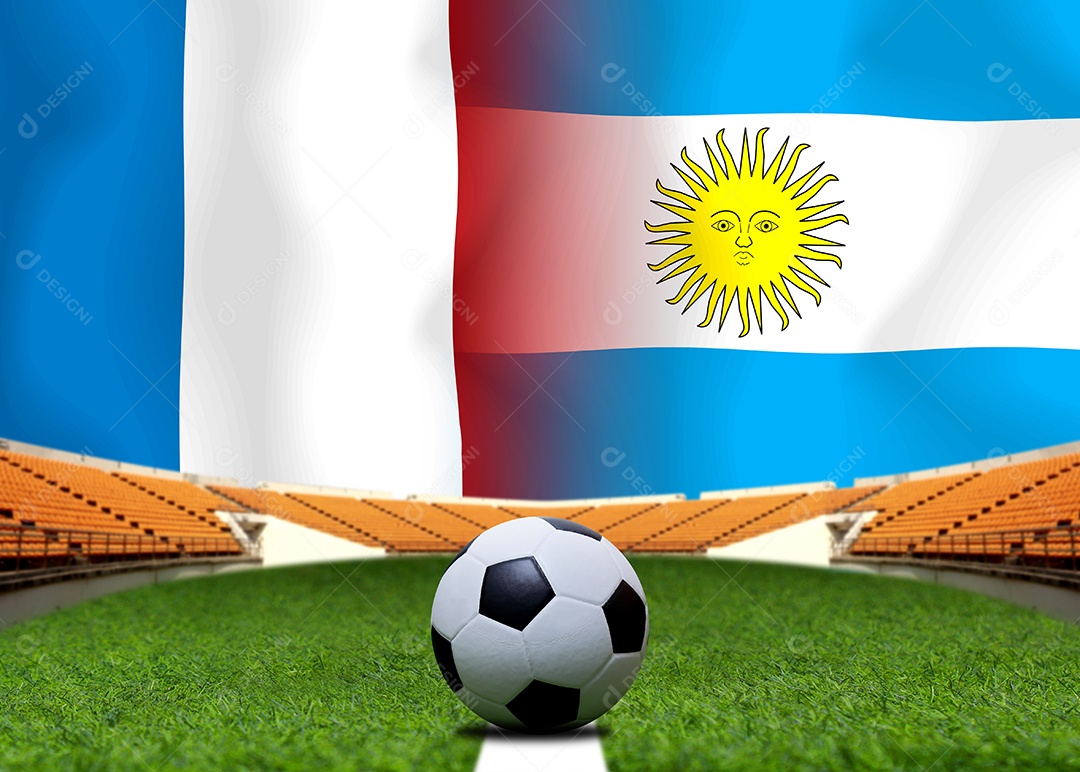 Competição da Copa de Futebol entre o nacional França e Argentina