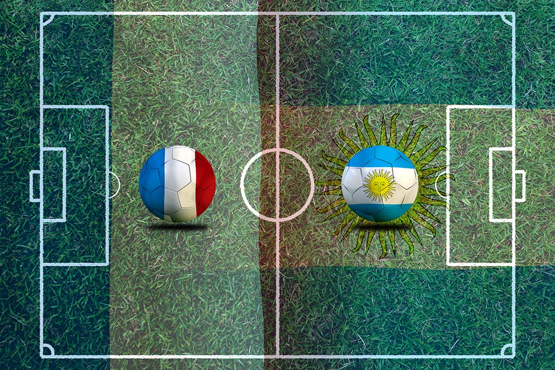 Competição da Copa de Futebol entre o nacional França e Argentina