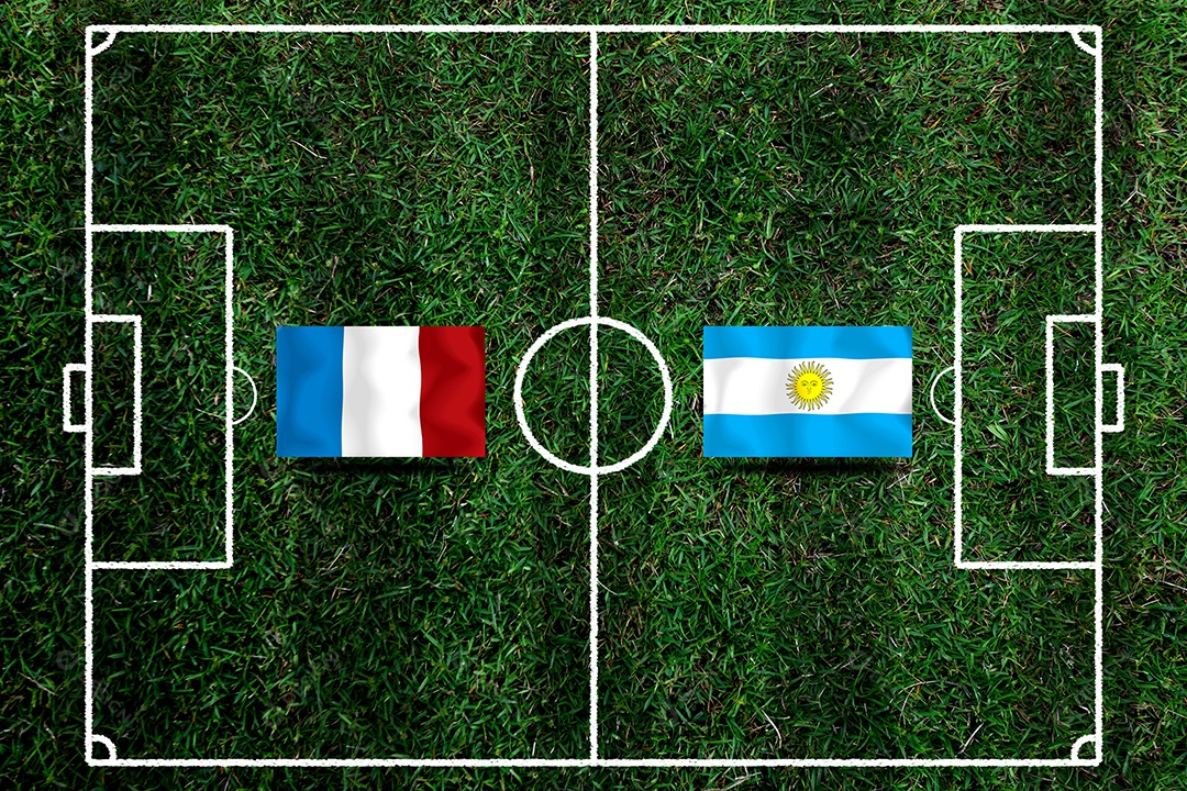 Competição da Copa de Futebol entre o nacional França e Argentina