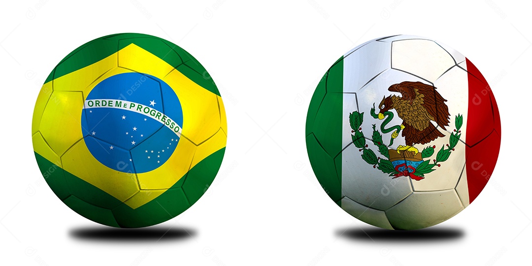 Competição da Copa de Futebol entre o nacional Brasil e México