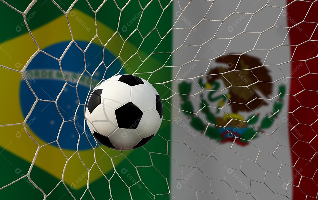 Competição da Copa de Futebol entre o nacional Brasil e México