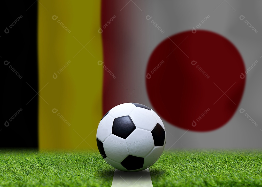 Competição da Copa de Futebol entre o nacional Japão e Bélgica.