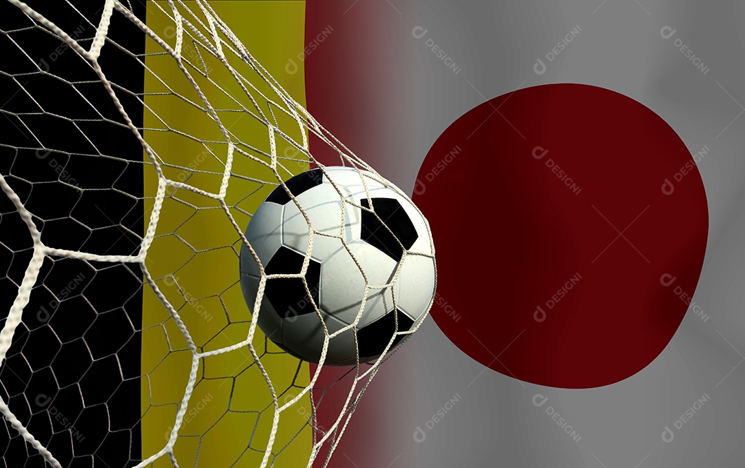 Competição da Copa de Futebol entre o nacional Japão e Bélgica.