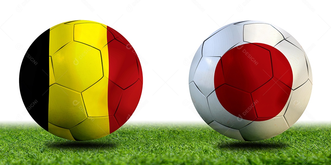 Competição da Copa de Futebol entre o nacional Japão e Bélgica.