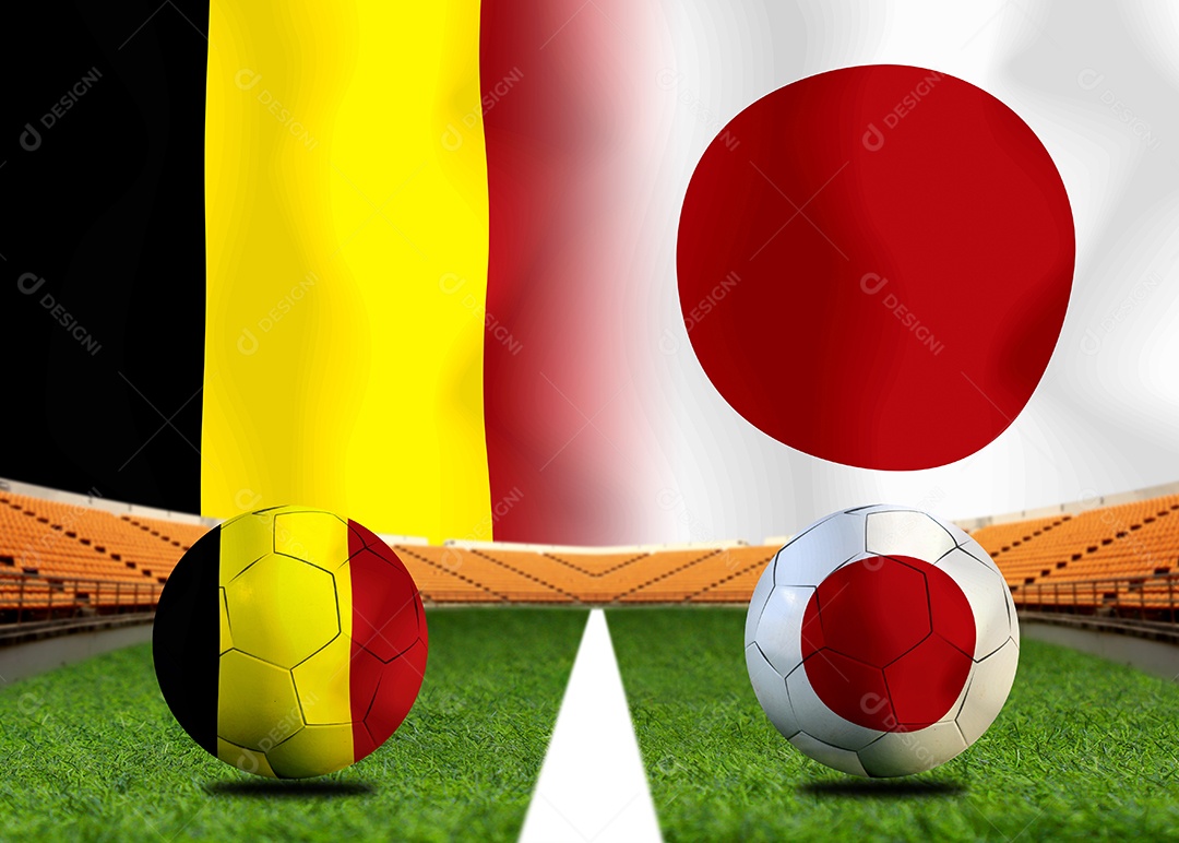 Competição da Copa de Futebol entre o nacional Japão e Bélgica.
