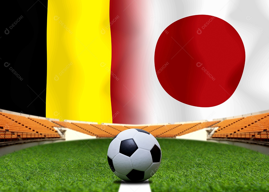 Competição da Copa de Futebol entre o nacional Japão e Bélgica.