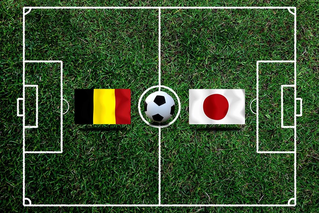 Competição da Copa de Futebol entre o nacional Japão e Bélgica.