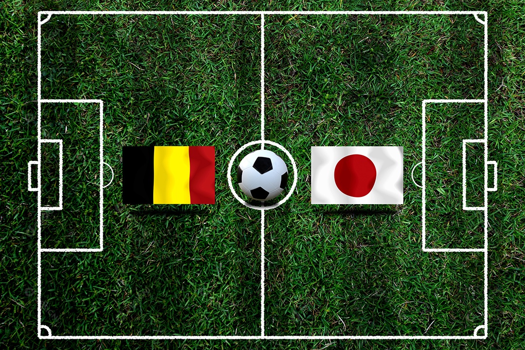 Competição da Copa de Futebol entre o nacional Japão e Bélgica.