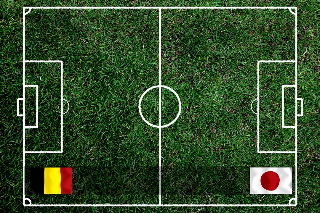 Competição da Copa de Futebol entre o nacional Japão e Bélgica.