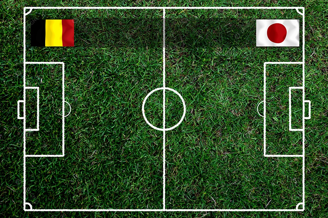 Competição da Copa de Futebol entre o nacional Japão e Bélgica.