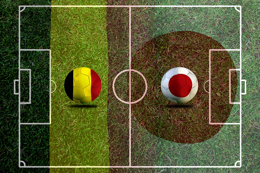 Competição da Copa de Futebol entre o nacional Japão e Bélgica.