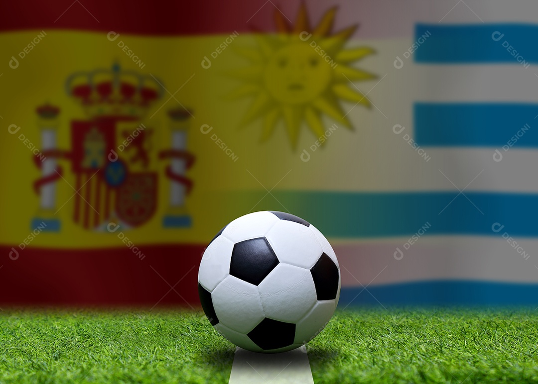 Competição da Copa de Futebol entre o nacional espanhol e nacional Uruguai.