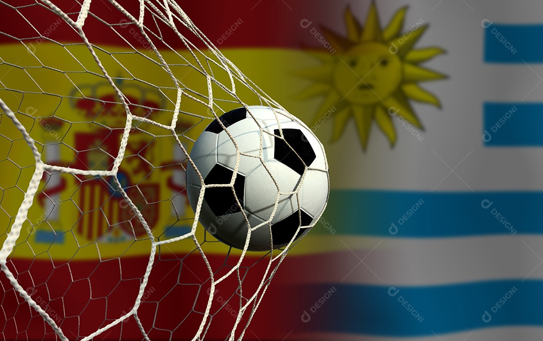 Competição da Copa de Futebol entre o nacional espanhol e nacional Uruguai.