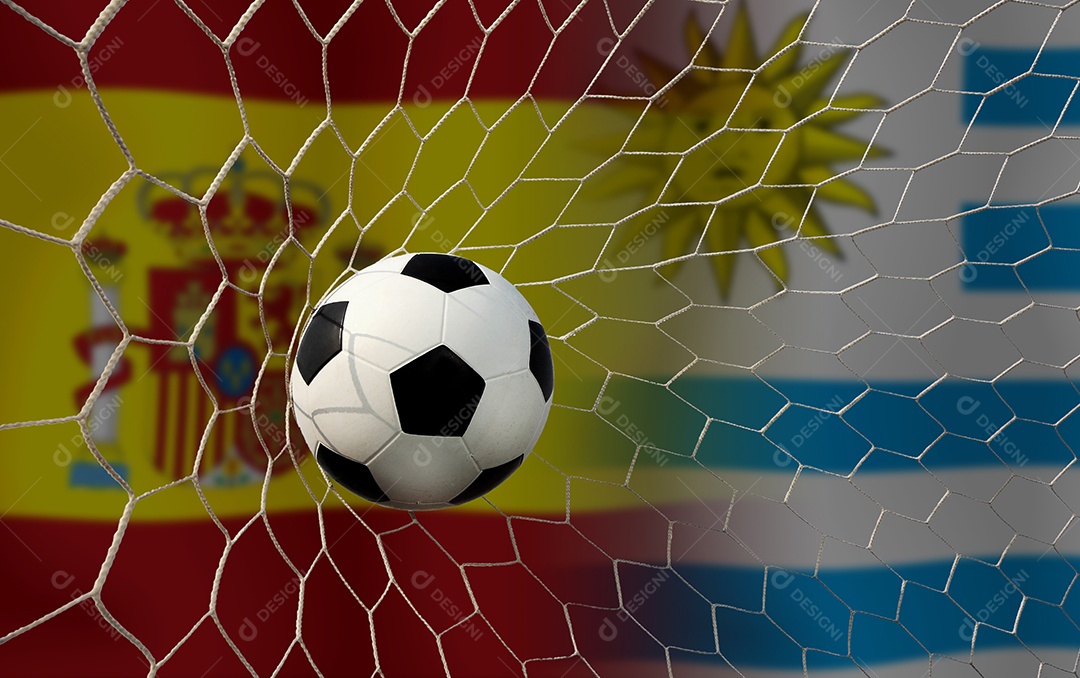 Competição da Copa de Futebol entre o nacional espanhol e nacional Uruguai.