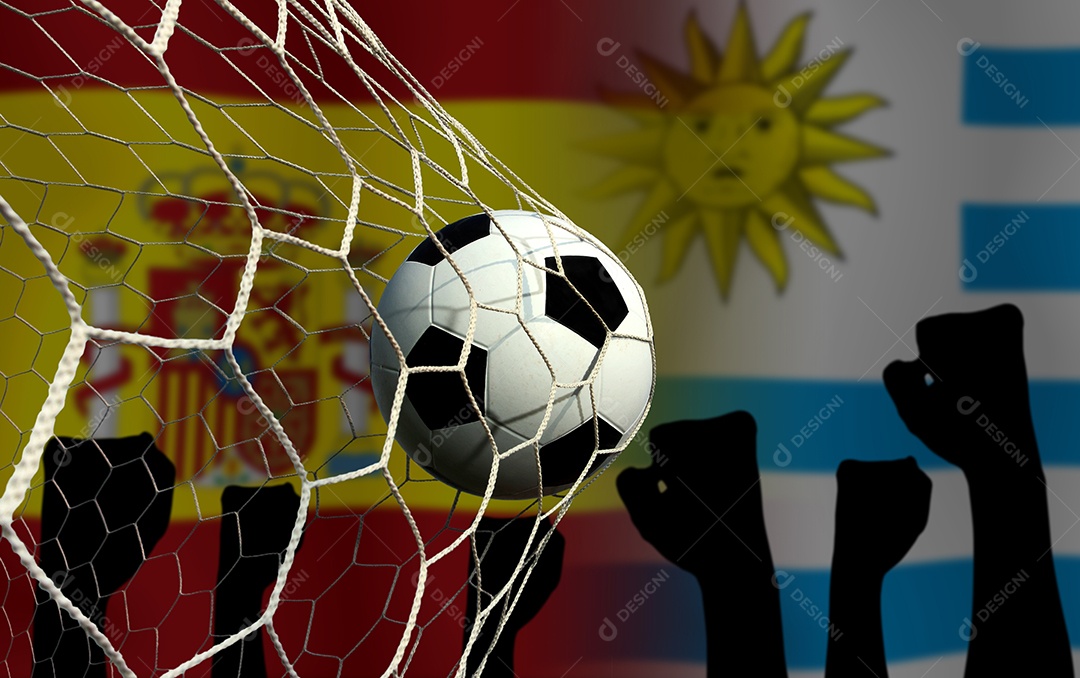 Competição da Copa de Futebol entre o nacional espanhol e nacional Uruguai.