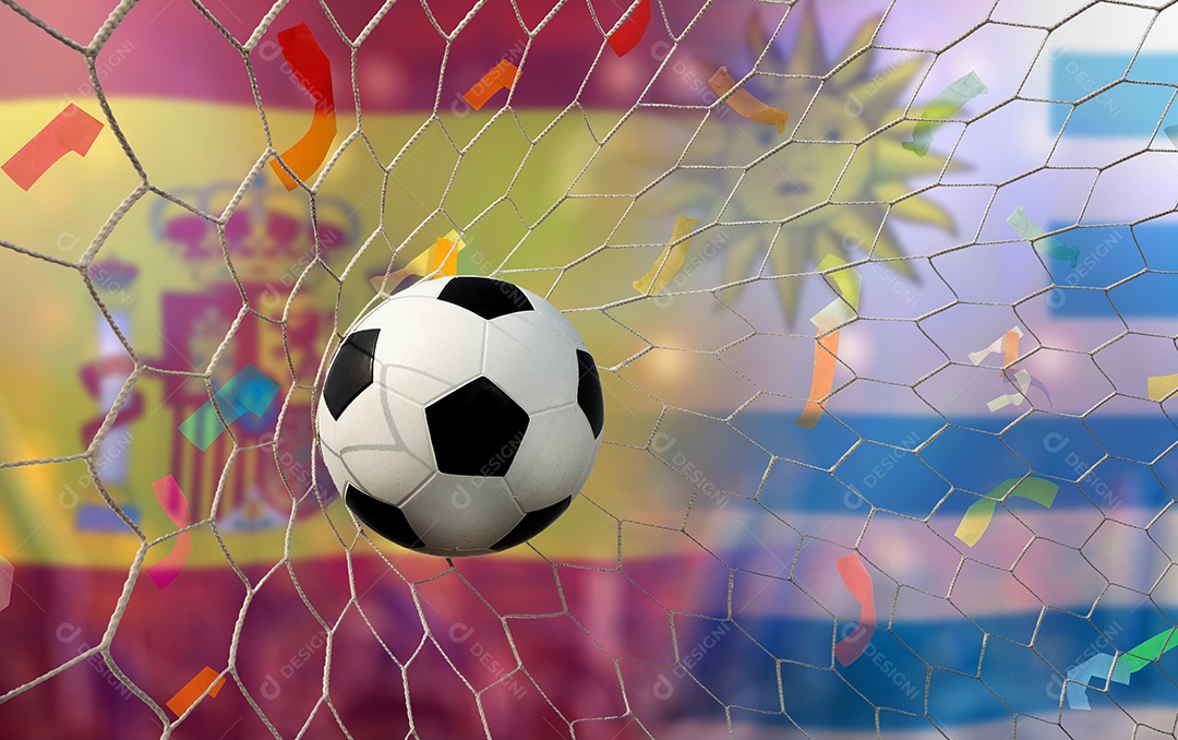 Competição da Copa de Futebol entre o nacional espanhol e nacional Uruguai.