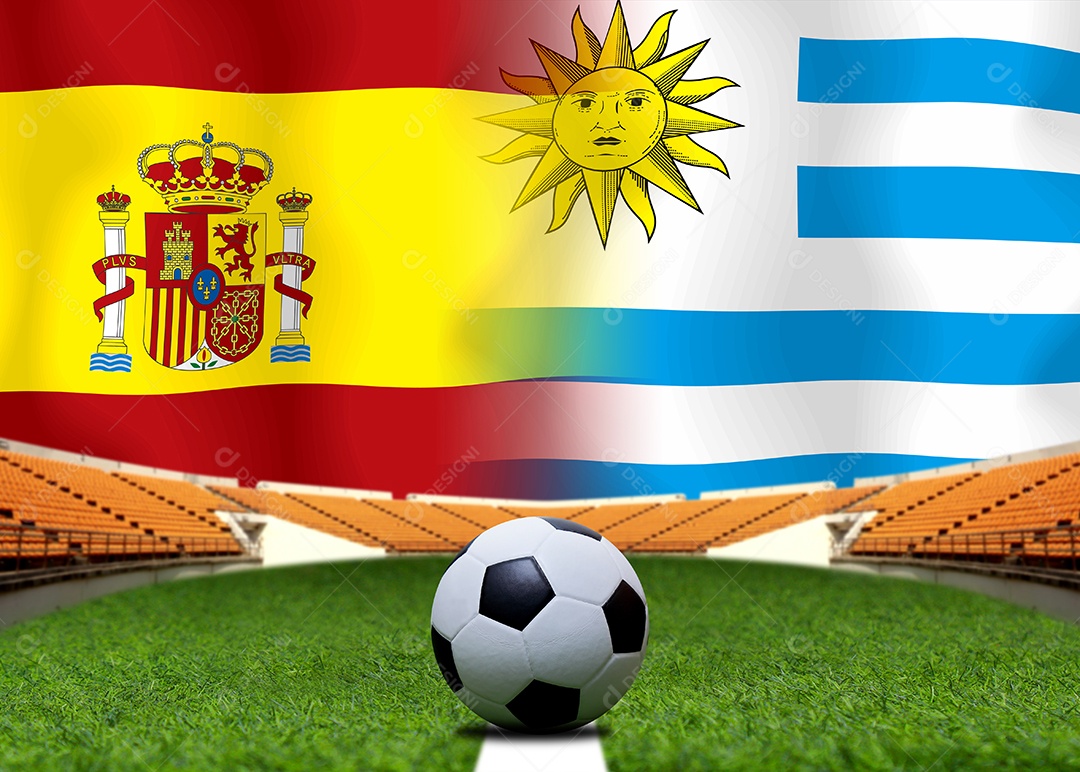Competição da Copa de Futebol entre o nacional espanhol e nacional Uruguai.