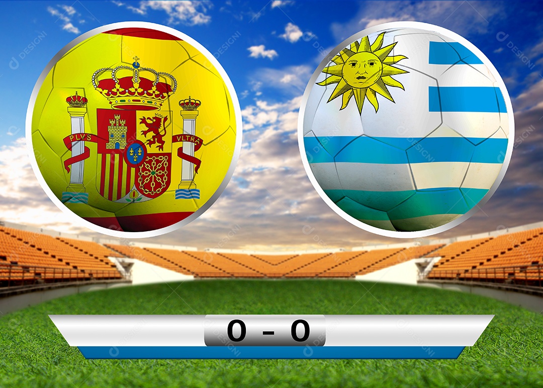Competição da Copa de Futebol entre o nacional espanhol e nacional Uruguai.