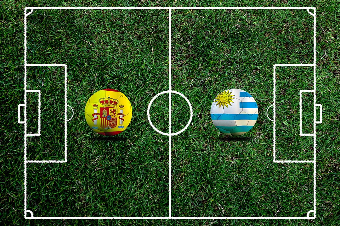 Competição da Copa de Futebol entre o nacional espanhol e nacional Uruguai.