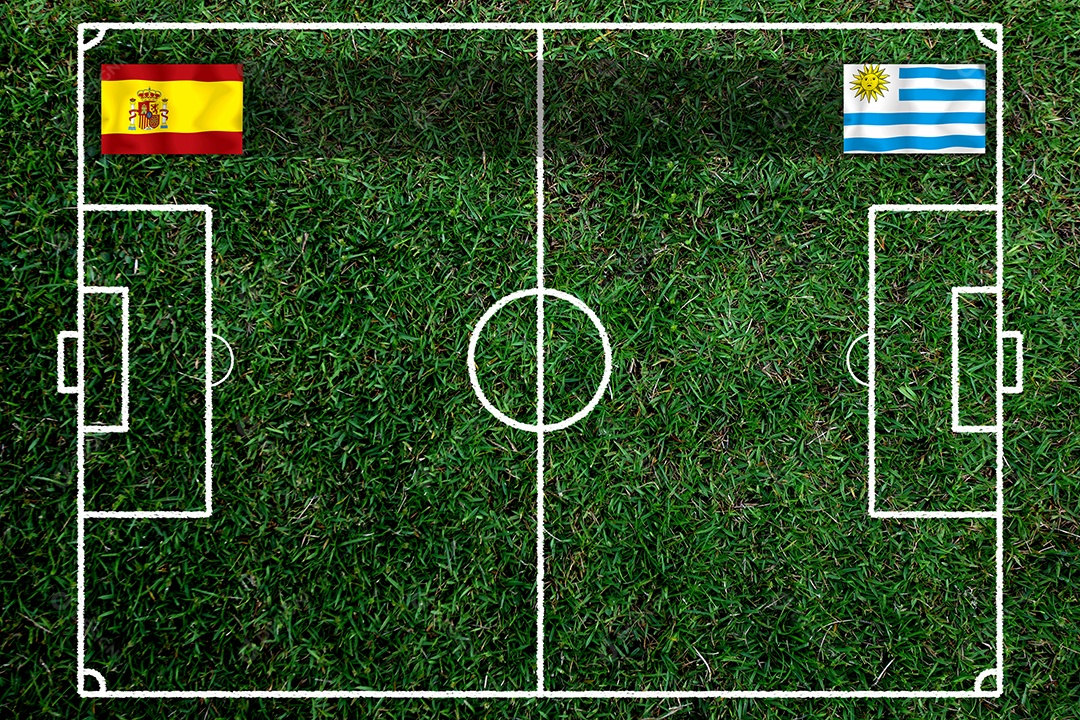 Competição da Copa de Futebol entre o nacional espanhol e nacional Uruguai.