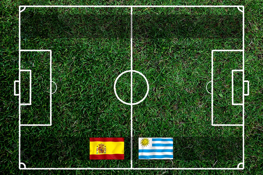 Competição da Copa de Futebol entre o nacional espanhol e nacional Uruguai.