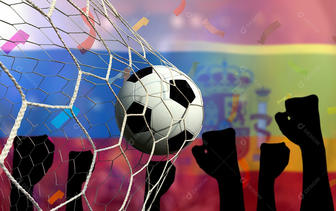 Football Cup competition between Russian national and Spanish national