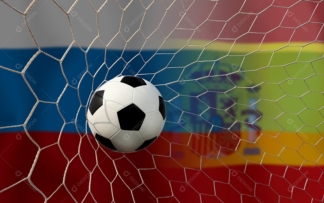 Competição da Copa de Futebol entre o nacional russo e nacional espanhol