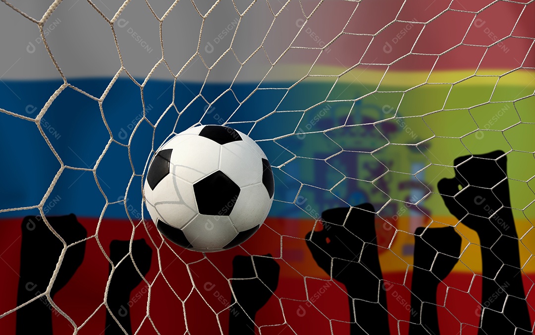 Competição da Copa de Futebol entre o nacional russo e nacional espanhol