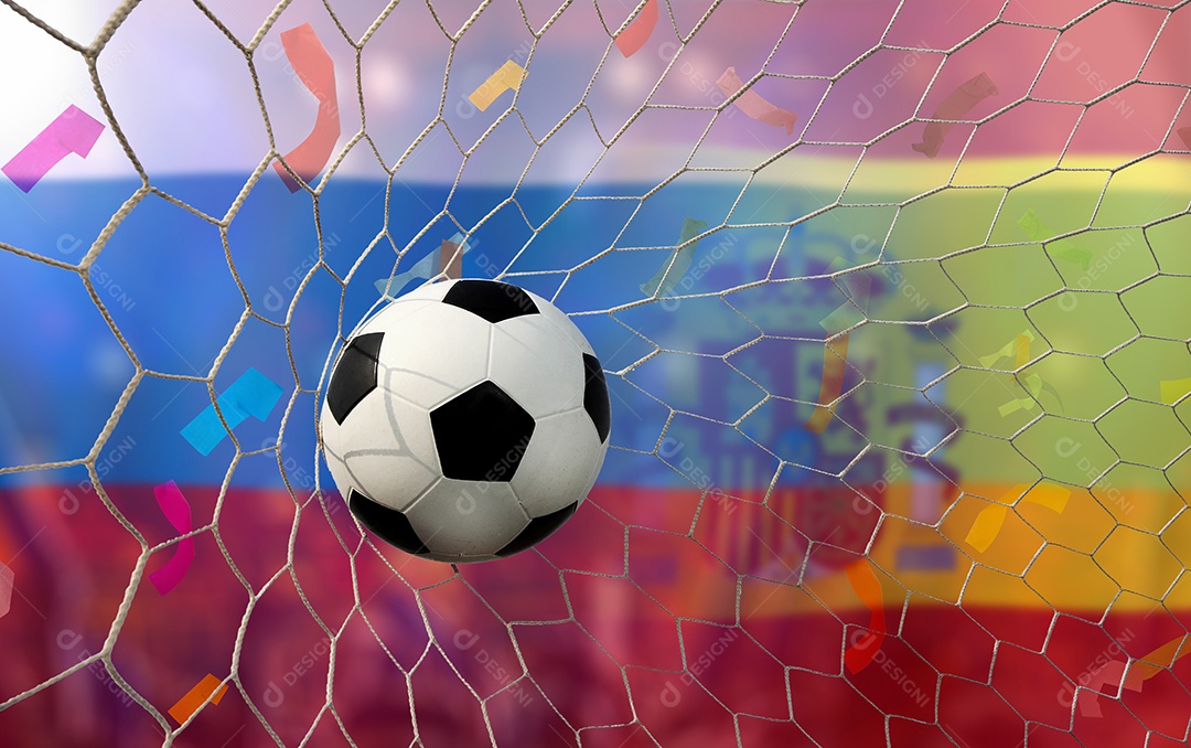 Competição da Copa de Futebol entre o nacional russo e nacional espanhol