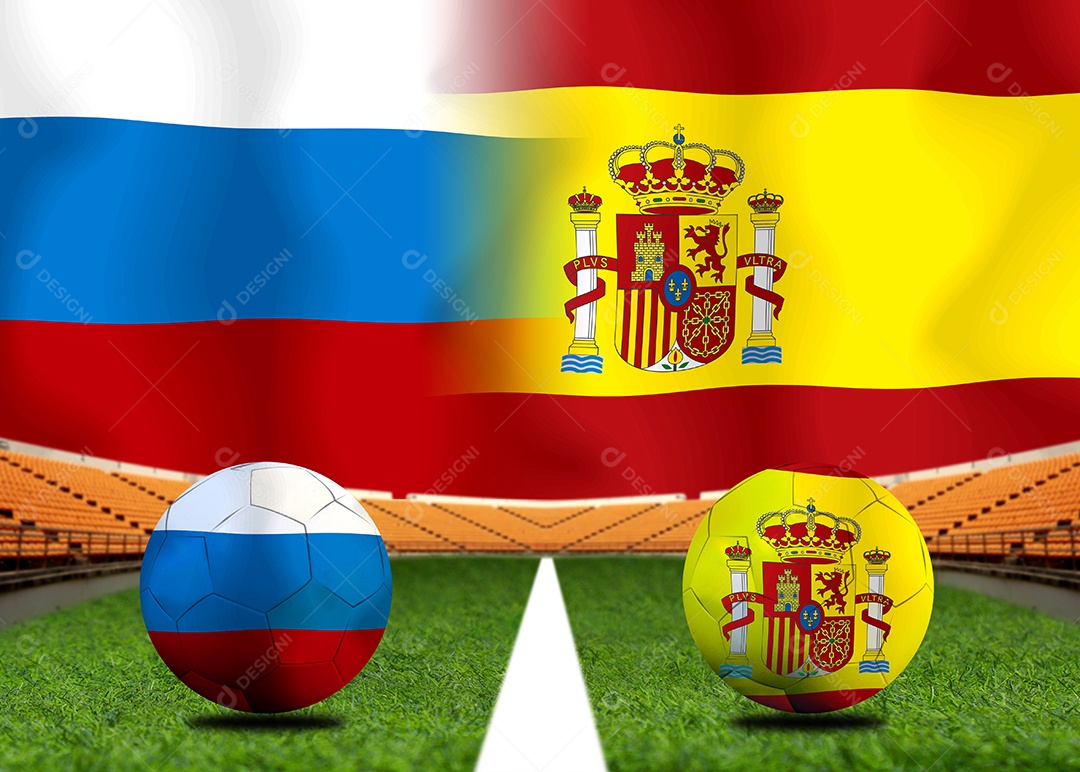 Competição da Copa do futebol entre o russo nacional e a nação