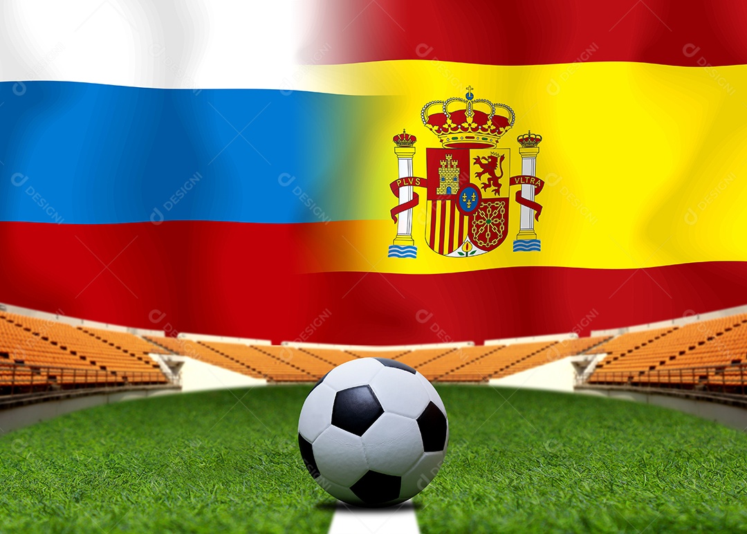 Competição da Copa do futebol entre o russo nacional e a nação