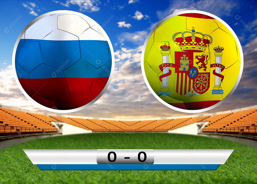 Competição da Copa do futebol entre o russo nacional e a nação