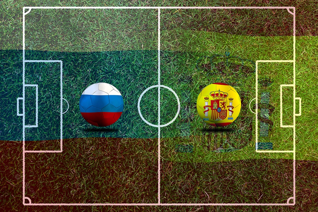 Competição da Copa do futebol entre o russo nacional e a nação