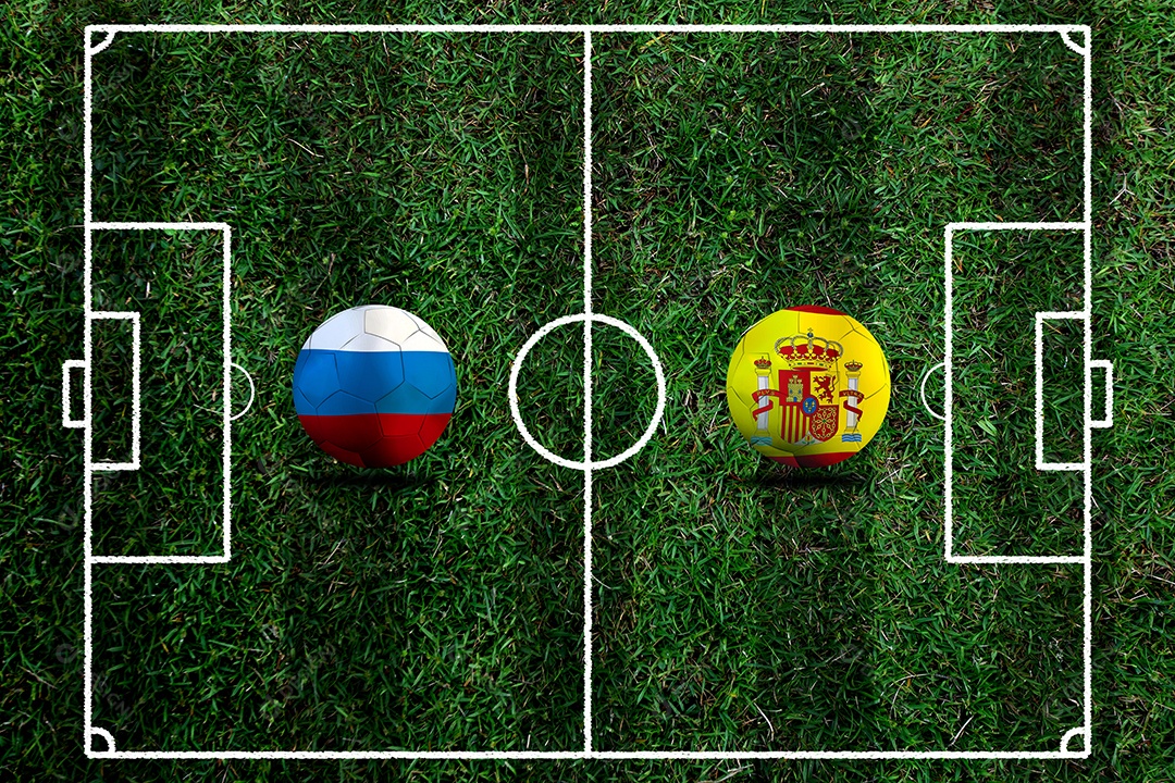 Competição da Copa do futebol entre o russo nacional e a nação