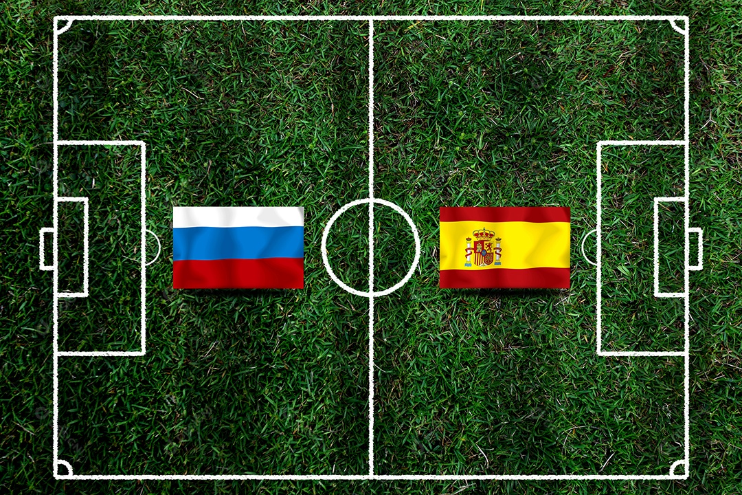 Competição da Copa do futebol entre o russo nacional e a nação