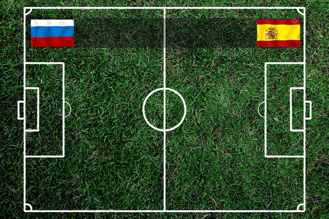 Competição da Copa do futebol entre o russo nacional e a nação